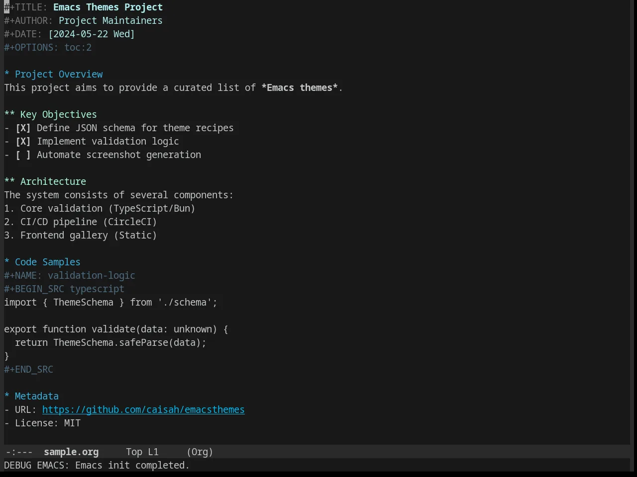 Bliss Theme in org-mode