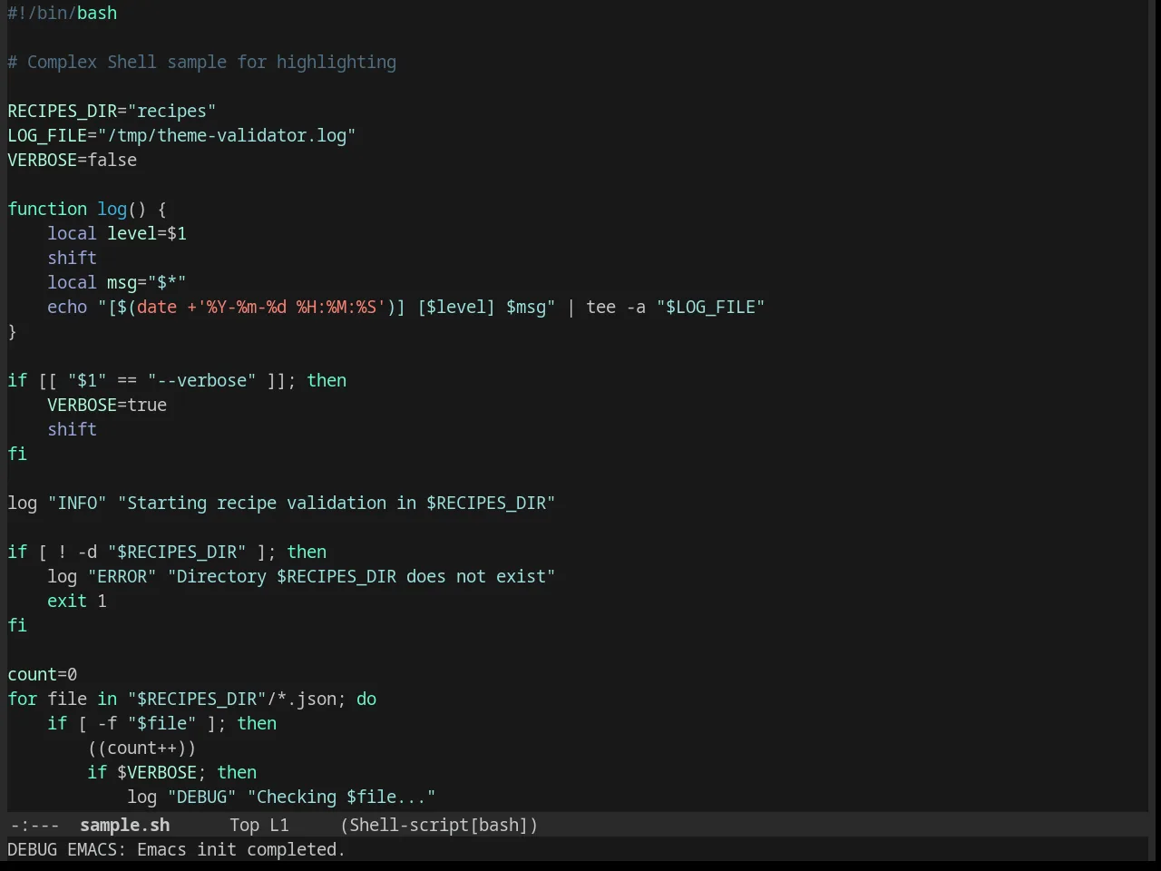 Bliss Theme in sh-mode