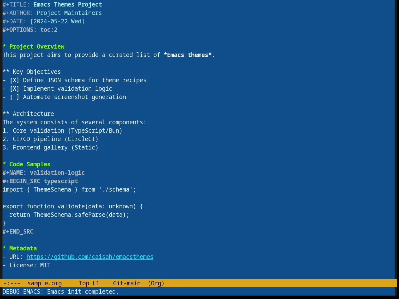 Blue Mood Theme in org-mode