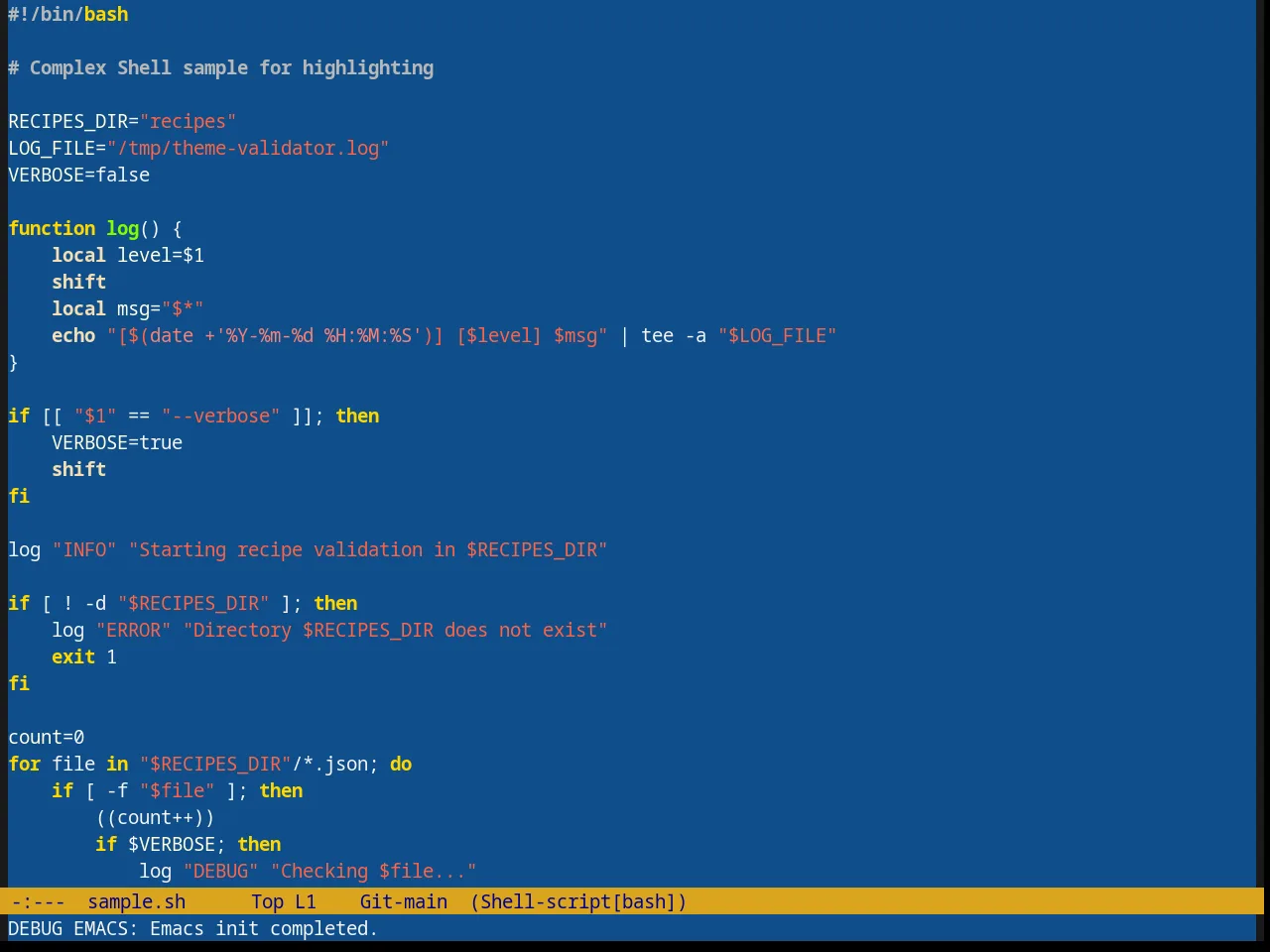 Blue Mood Theme in sh-mode