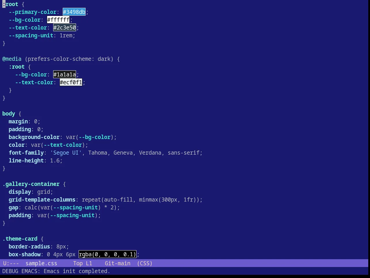 Blue Sea Theme in css-mode
