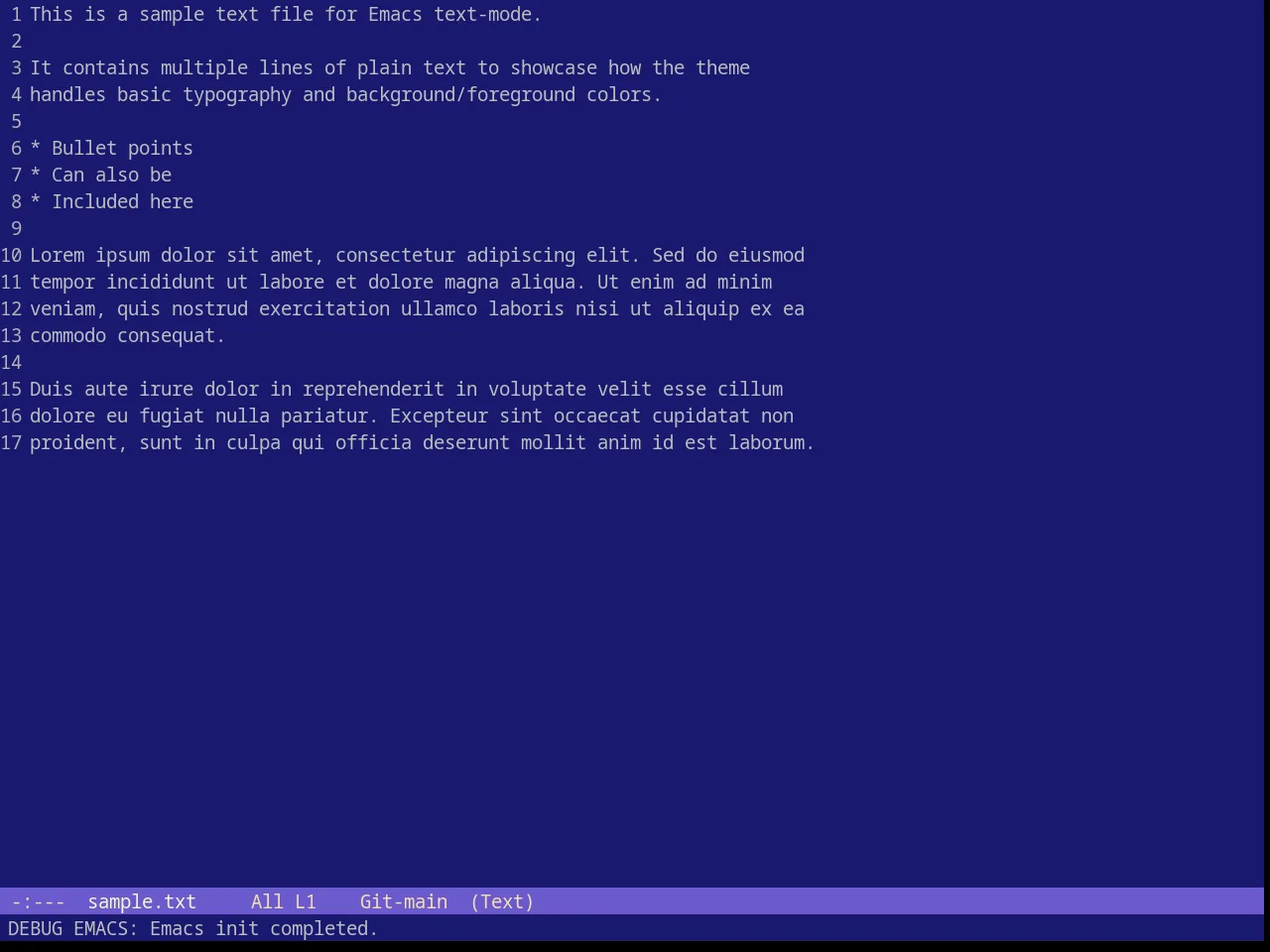 Blue Sea Theme in text-mode