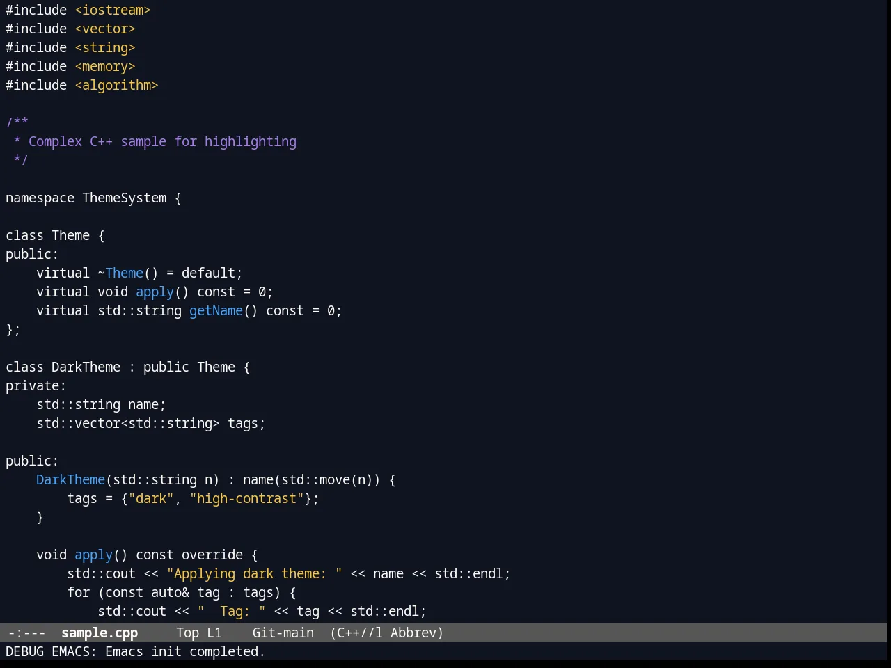Blurb Theme in c++-mode