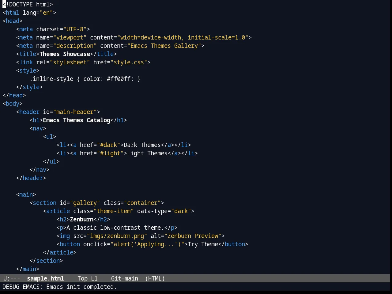 Blurb Theme in html-mode