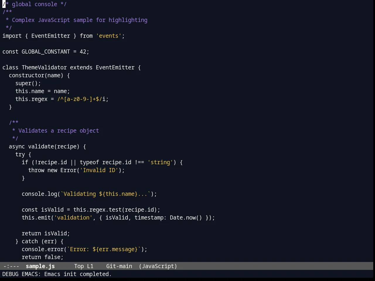 Blurb Theme in javascript-mode