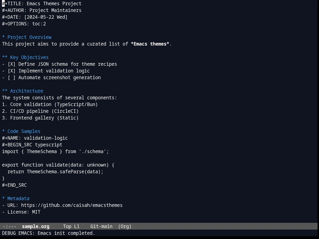 Blurb Theme in org-mode