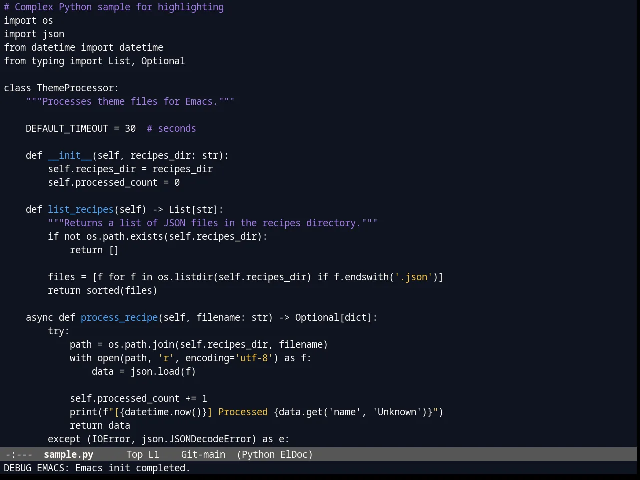 Blurb Theme in python-mode
