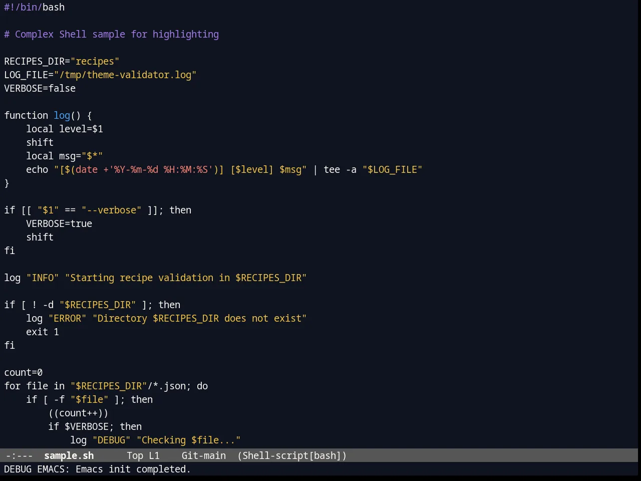 Blurb Theme in sh-mode