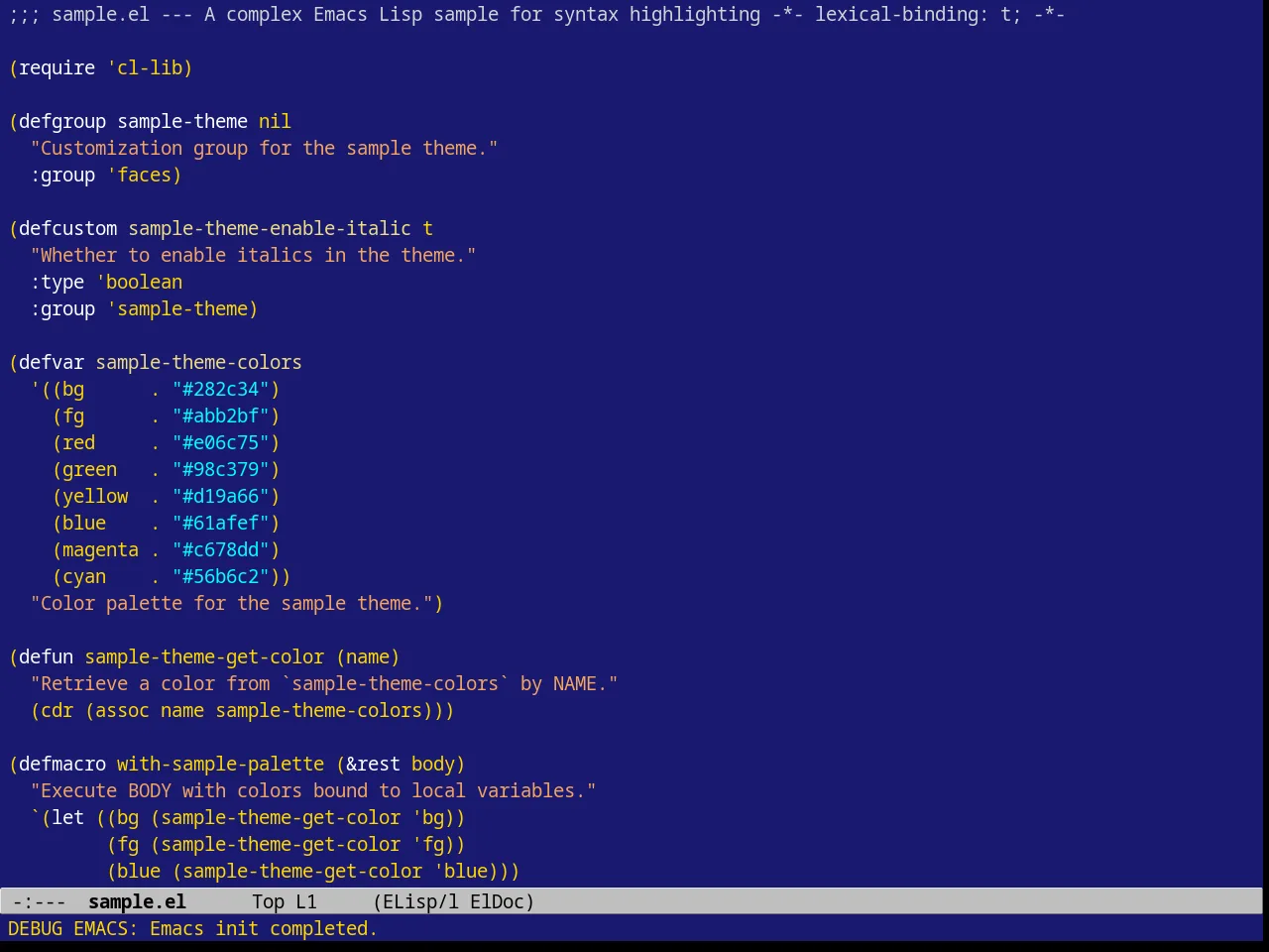Borland Blue Theme in emacs-lisp-mode