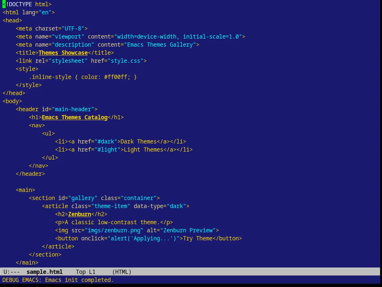 Borland Blue Theme in html-mode