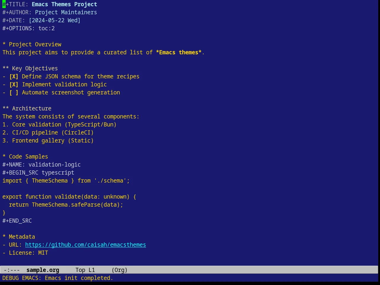 Borland Blue Theme in org-mode