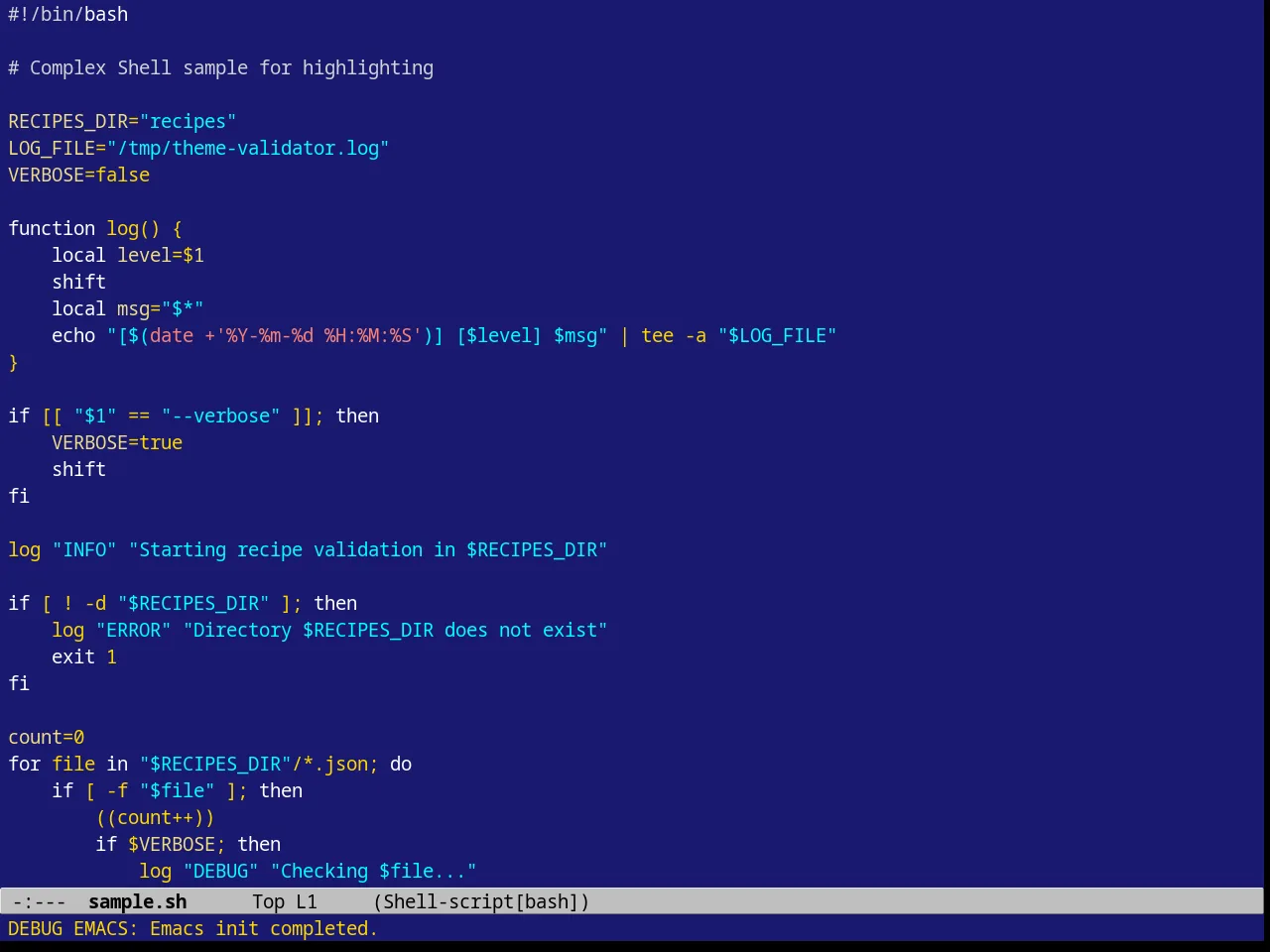 Borland Blue Theme in sh-mode