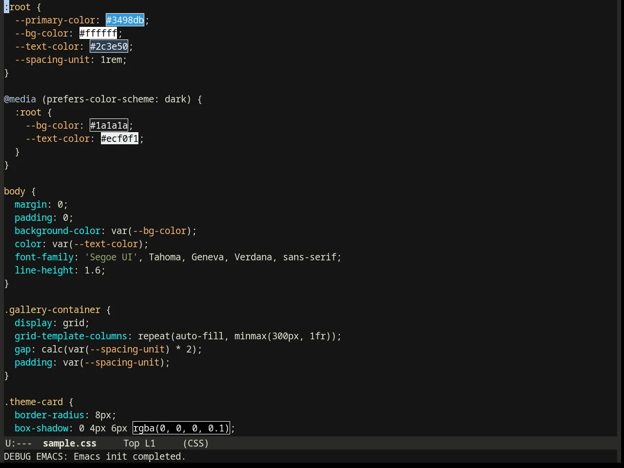 Boron Theme in css-mode