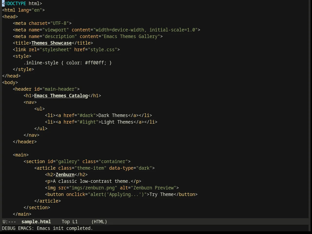 Boron Theme in html-mode