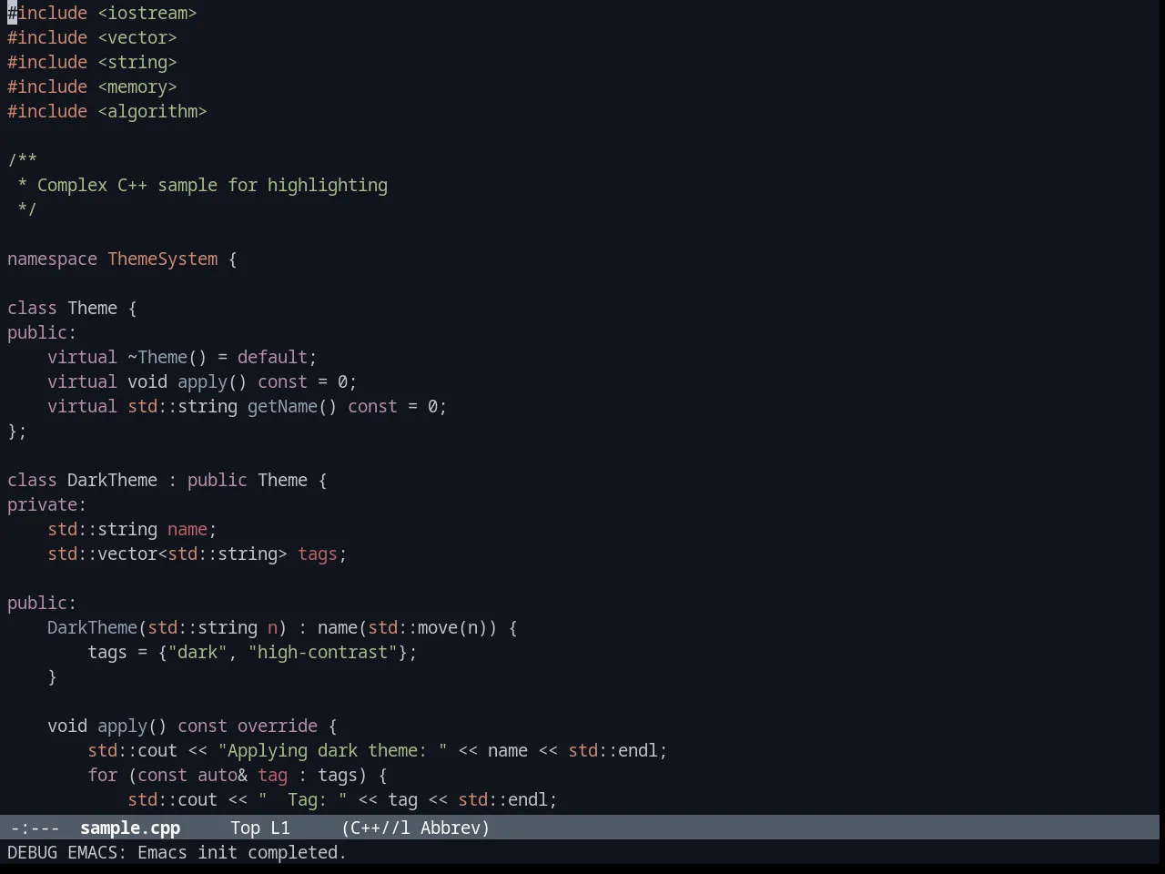 Brin Theme in c++-mode