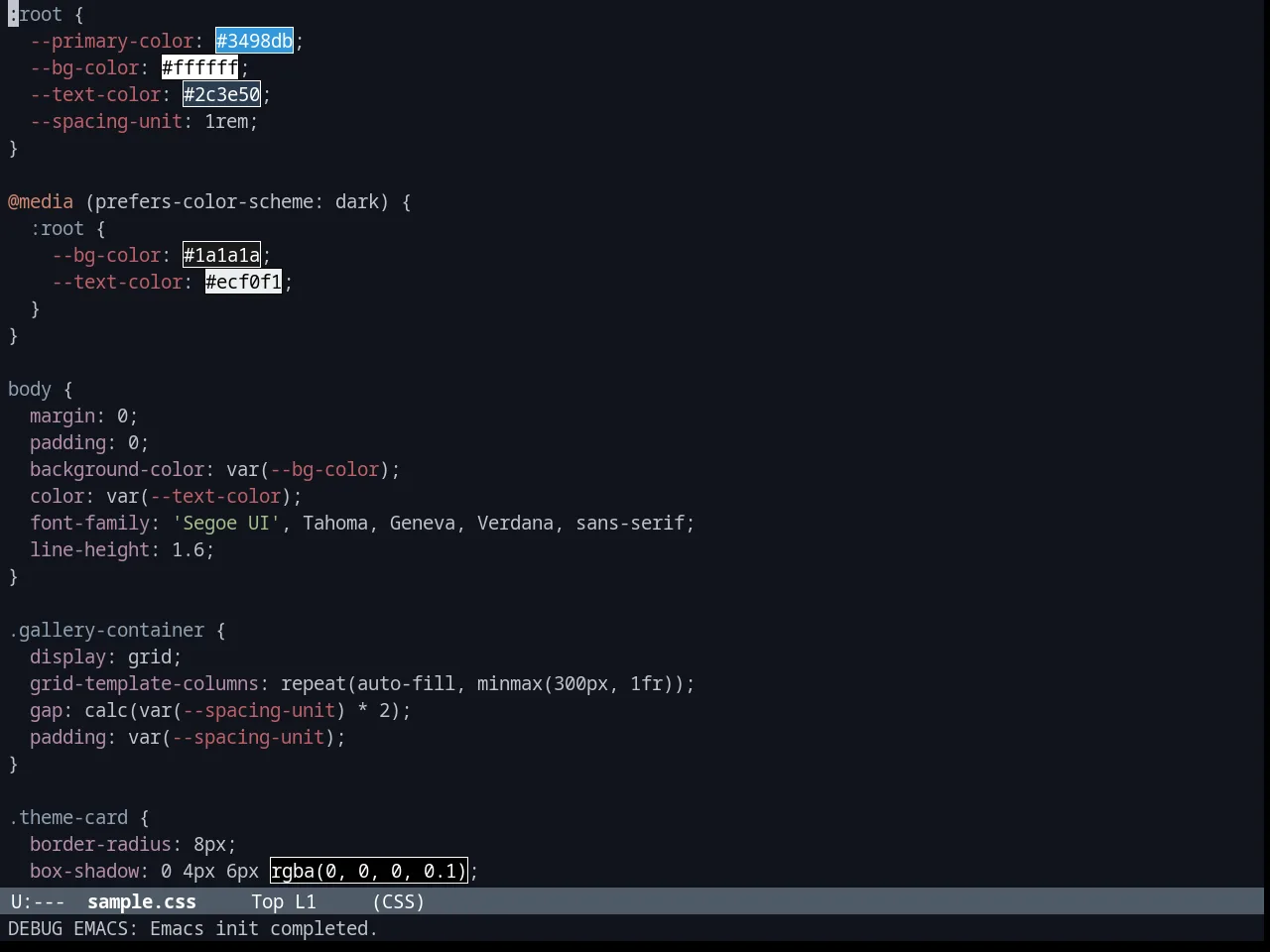Brin Theme in css-mode