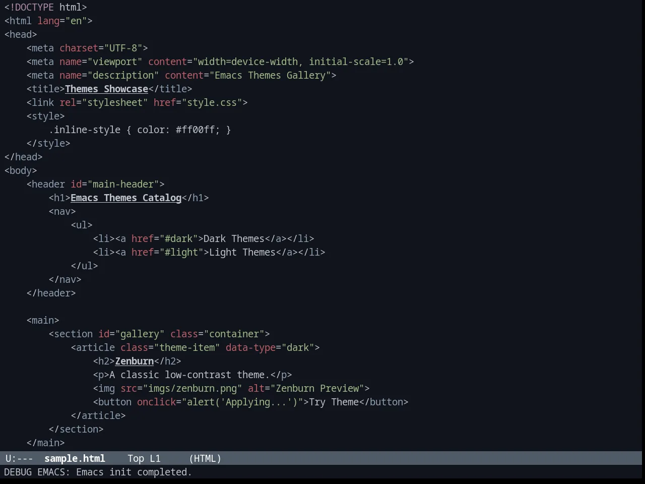 Brin Theme in html-mode