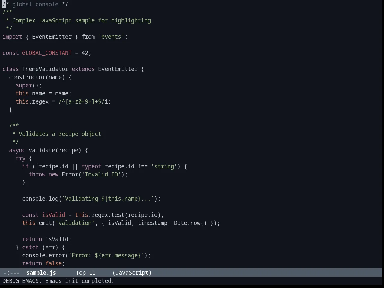 Brin Theme in javascript-mode