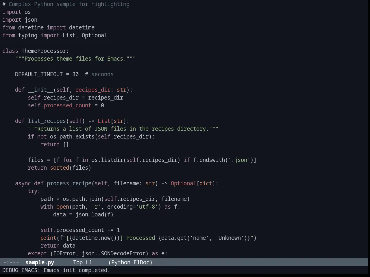 Brin Theme in python-mode