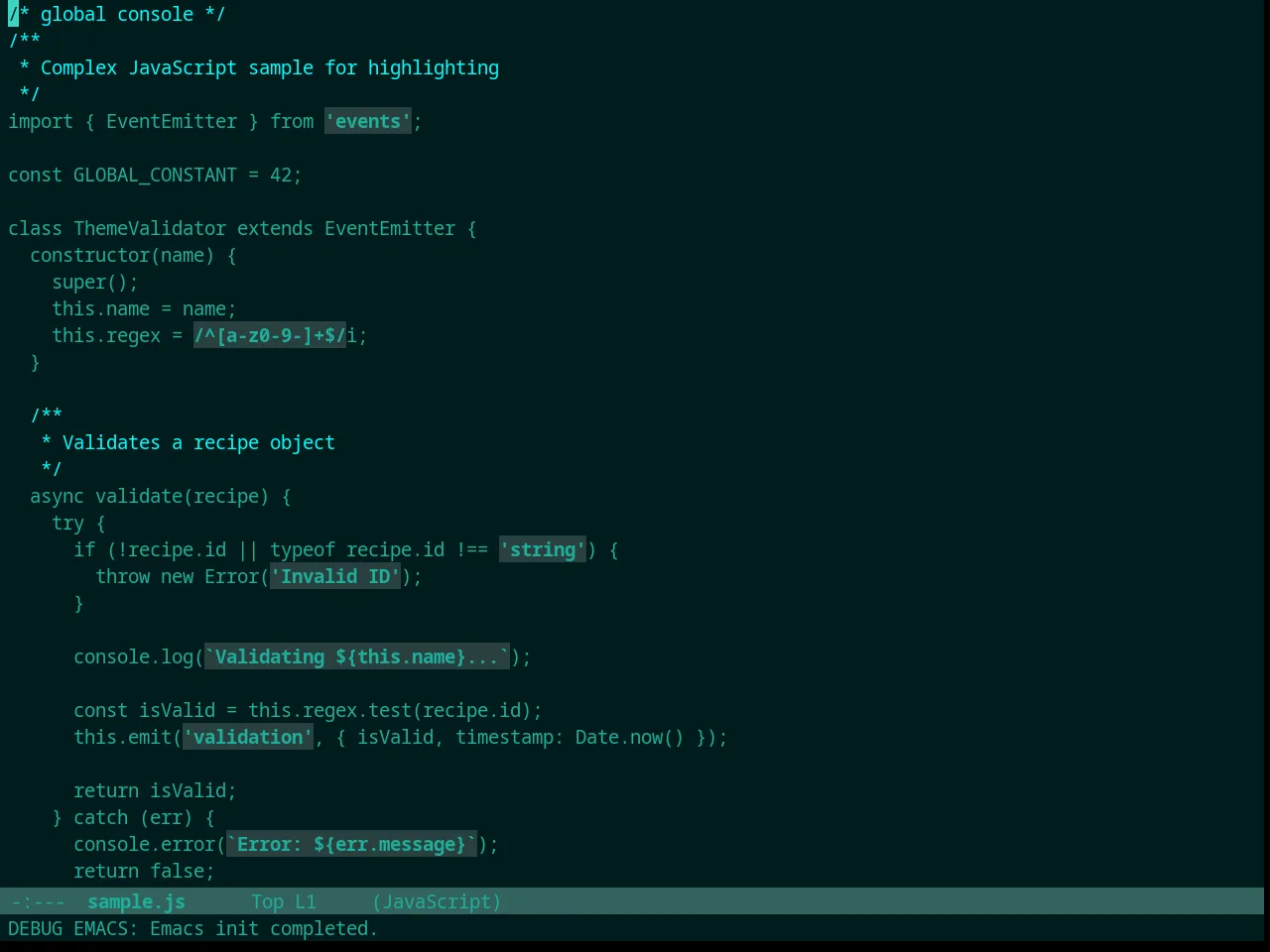 Broceliande Theme in javascript-mode