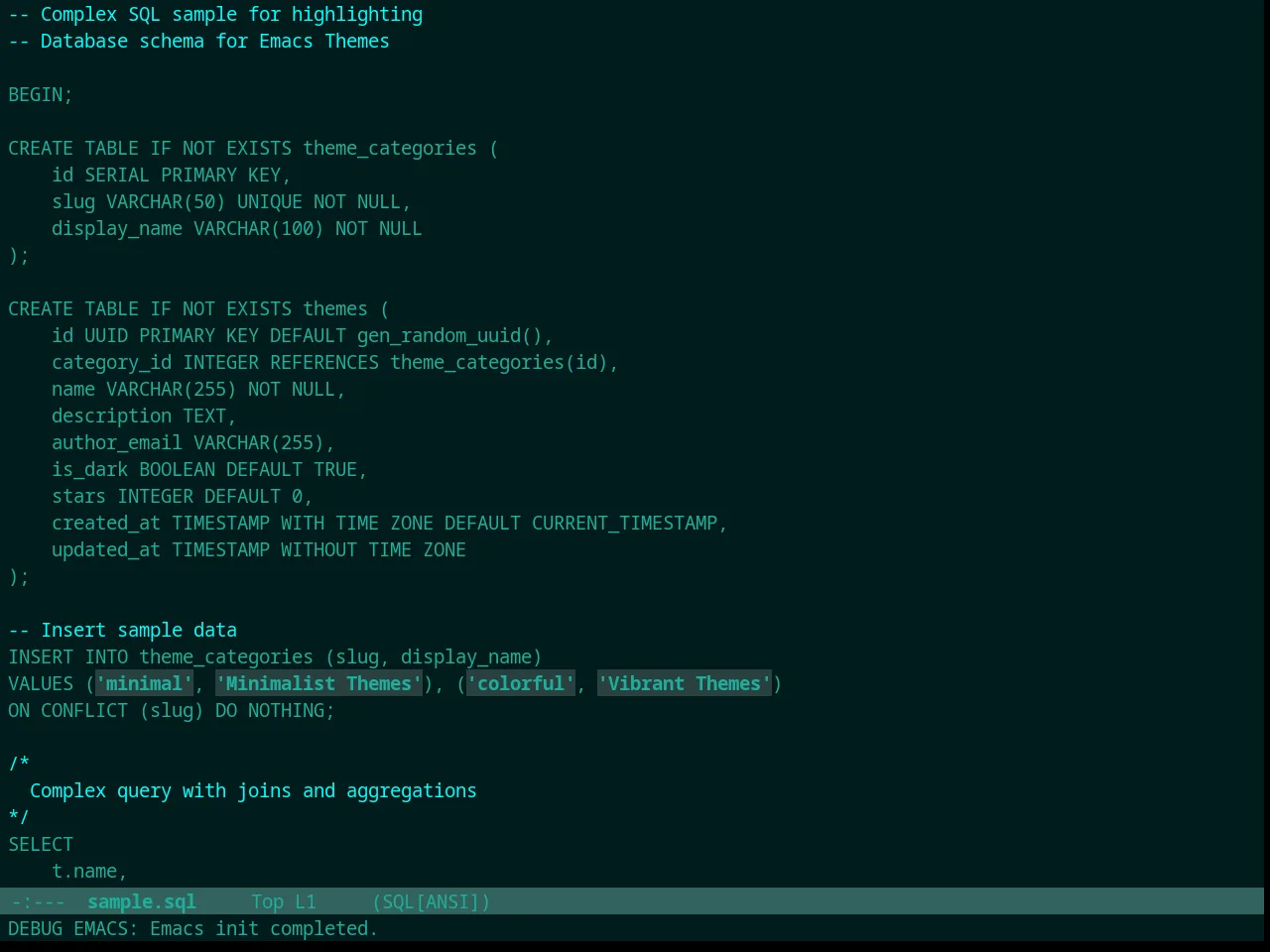 Broceliande Theme in sql-mode