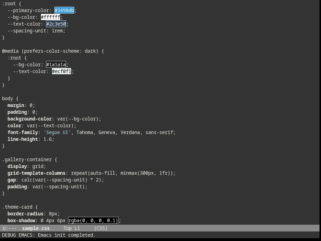 Brutalist Dark Theme in css-mode