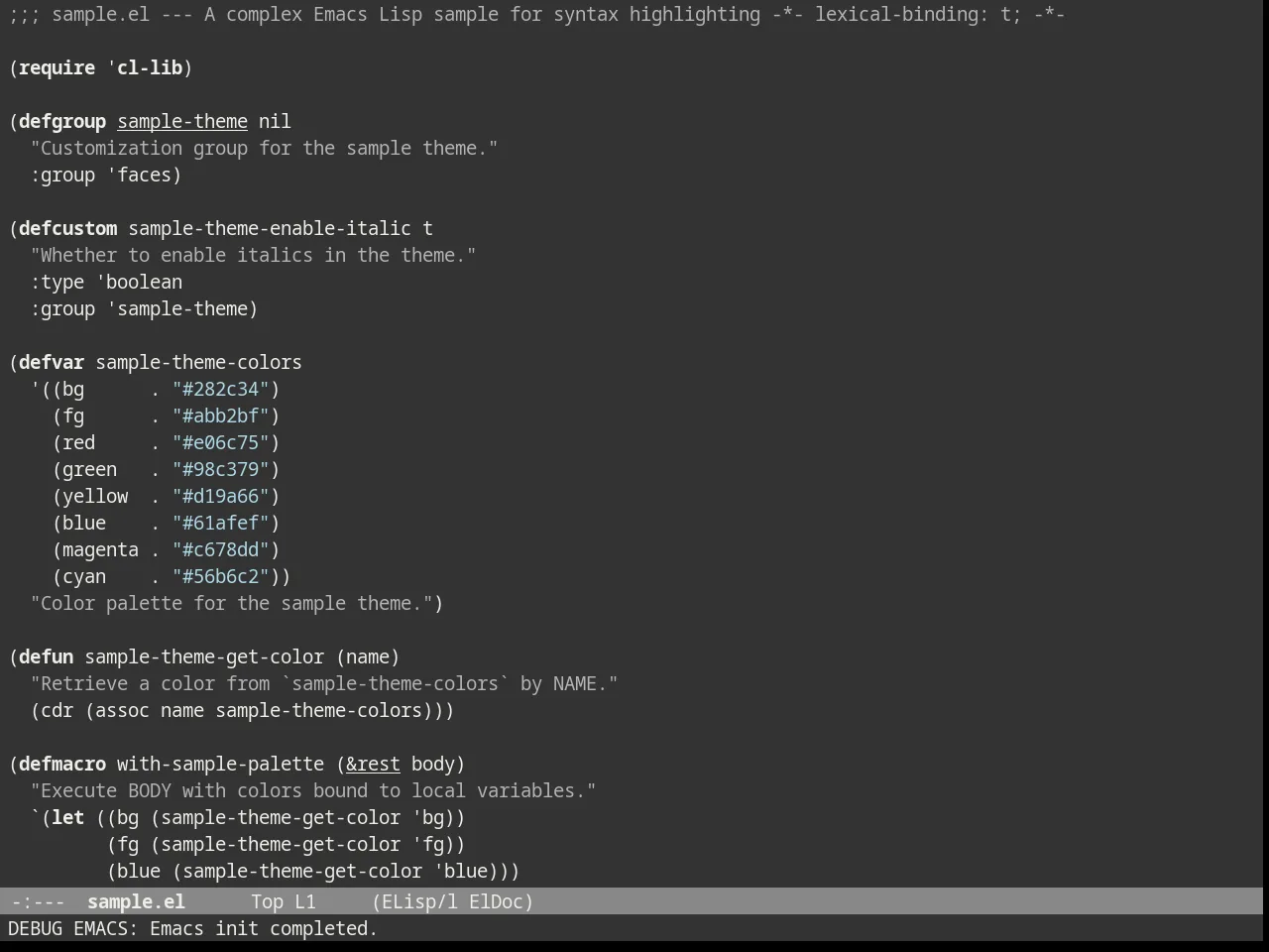 Brutalist Dark Theme in emacs-lisp-mode