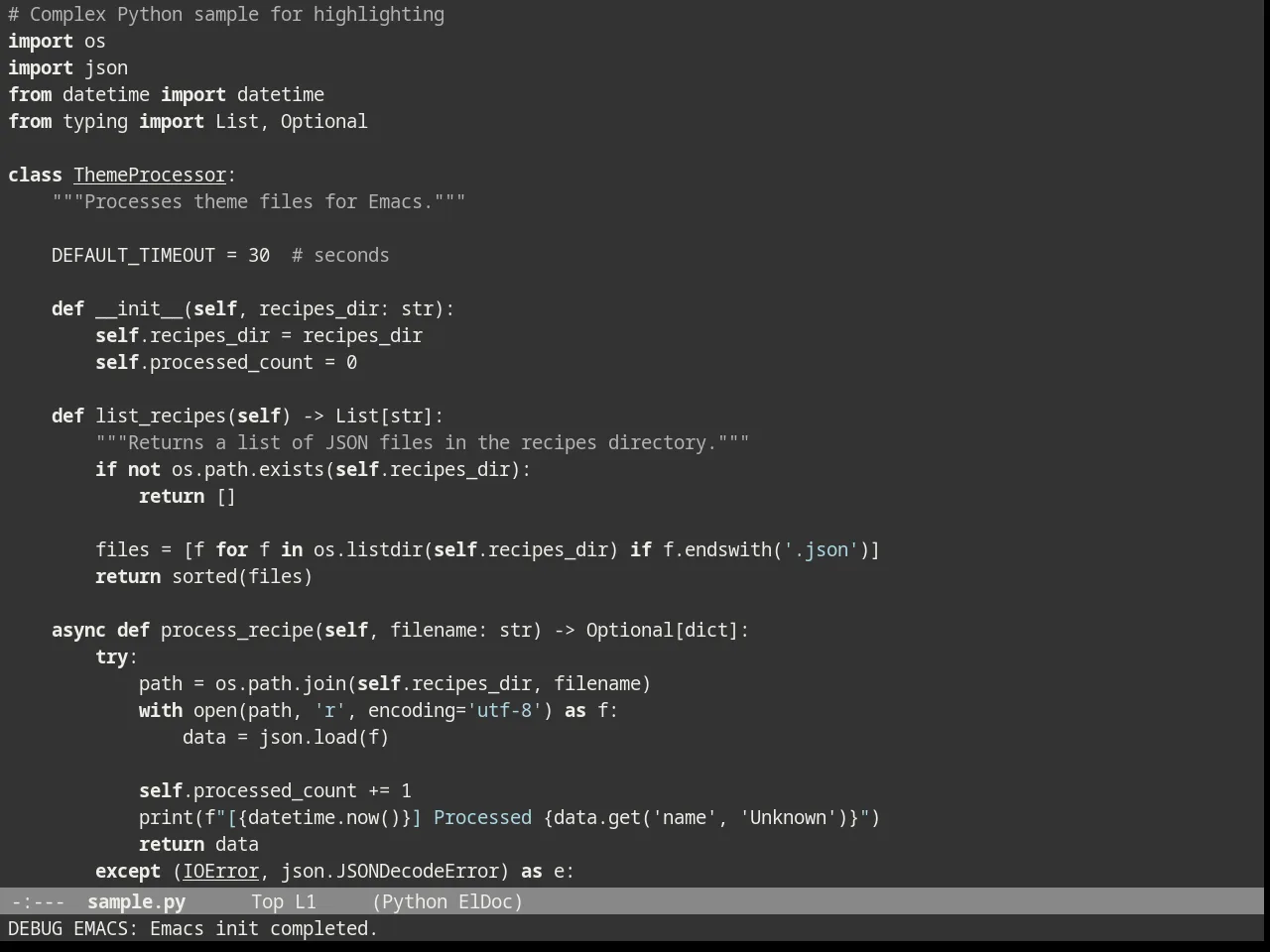 Brutalist Dark Theme in python-mode