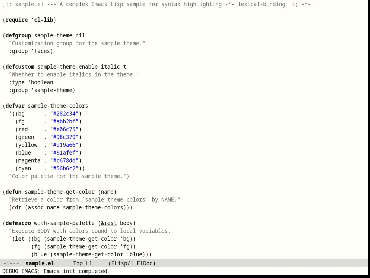Brutalist Theme in emacs-lisp-mode