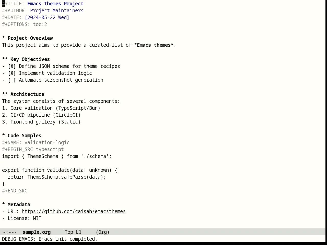Brutalist Theme in org-mode