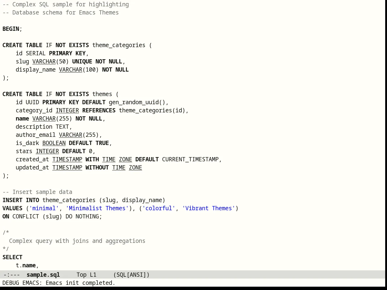 Brutalist Theme in sql-mode
