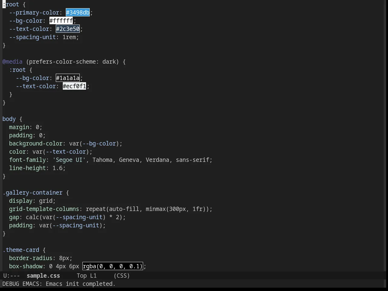 Bubbleberry Theme in css-mode