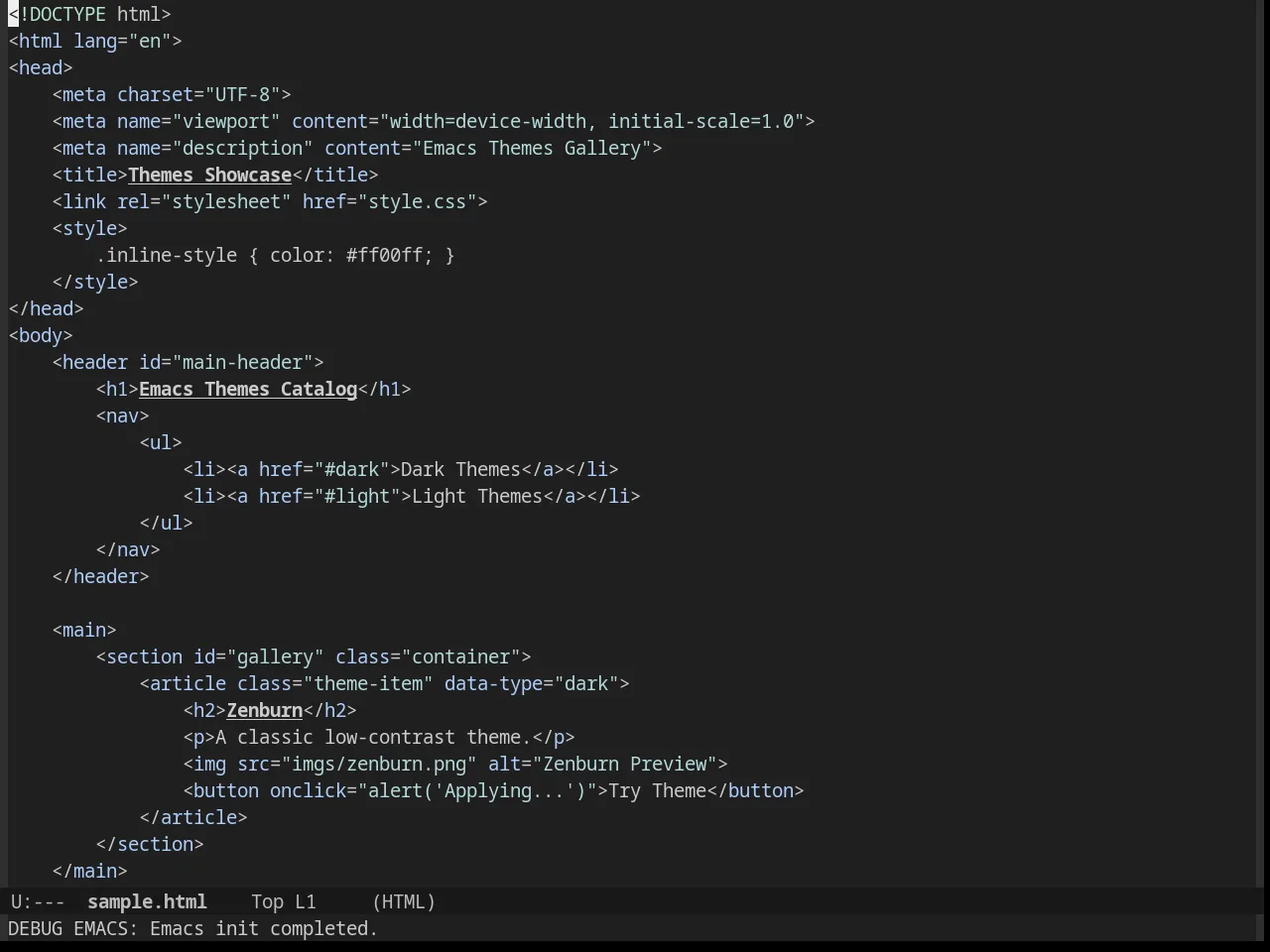 Bubbleberry Theme in html-mode