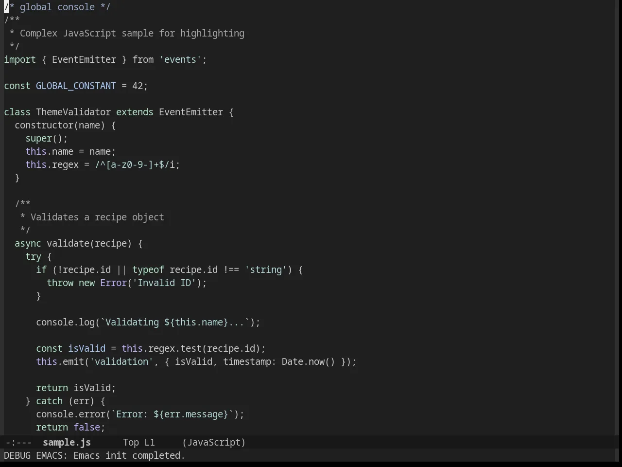 Bubbleberry Theme in javascript-mode