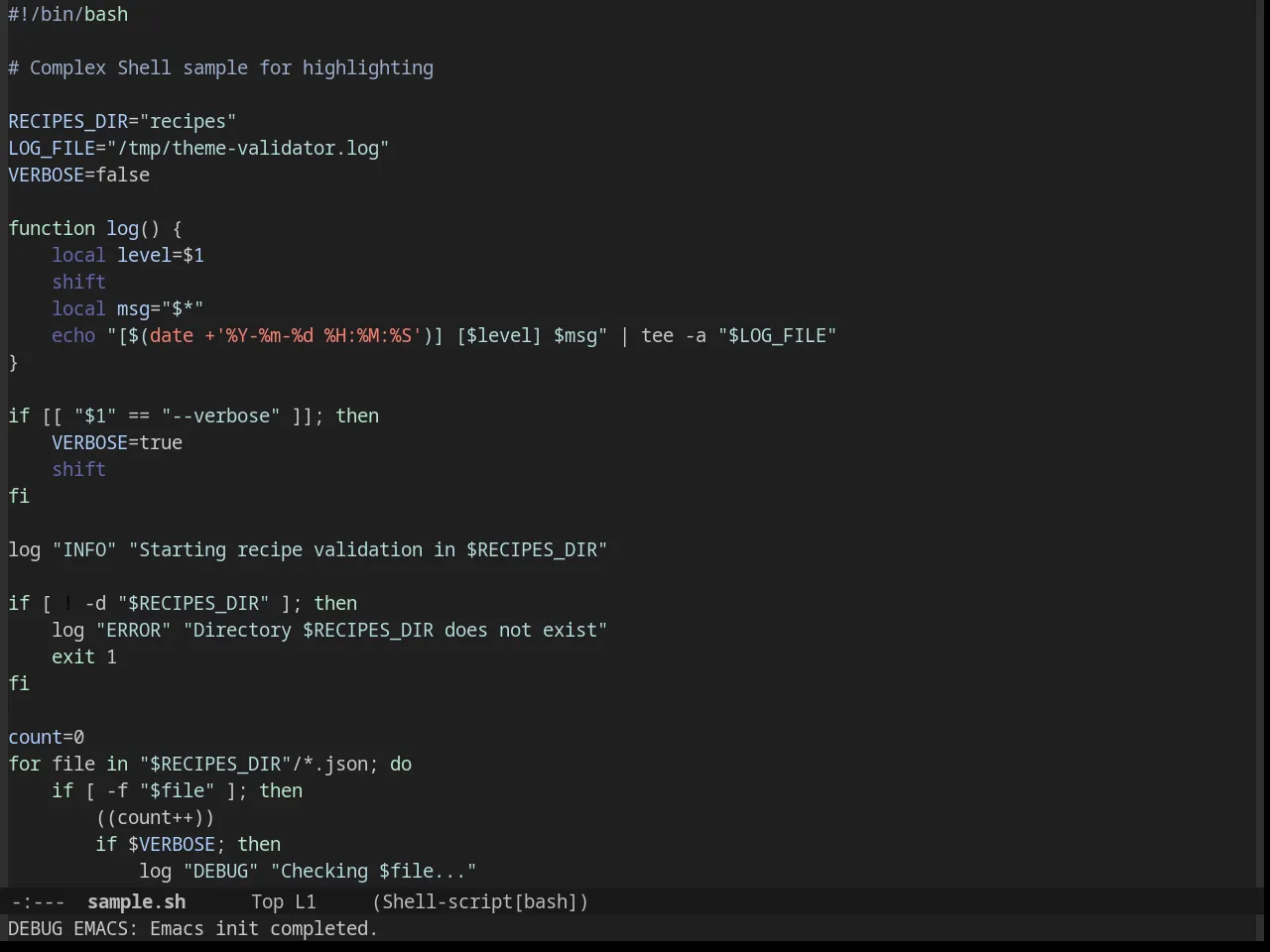 Bubbleberry Theme in sh-mode