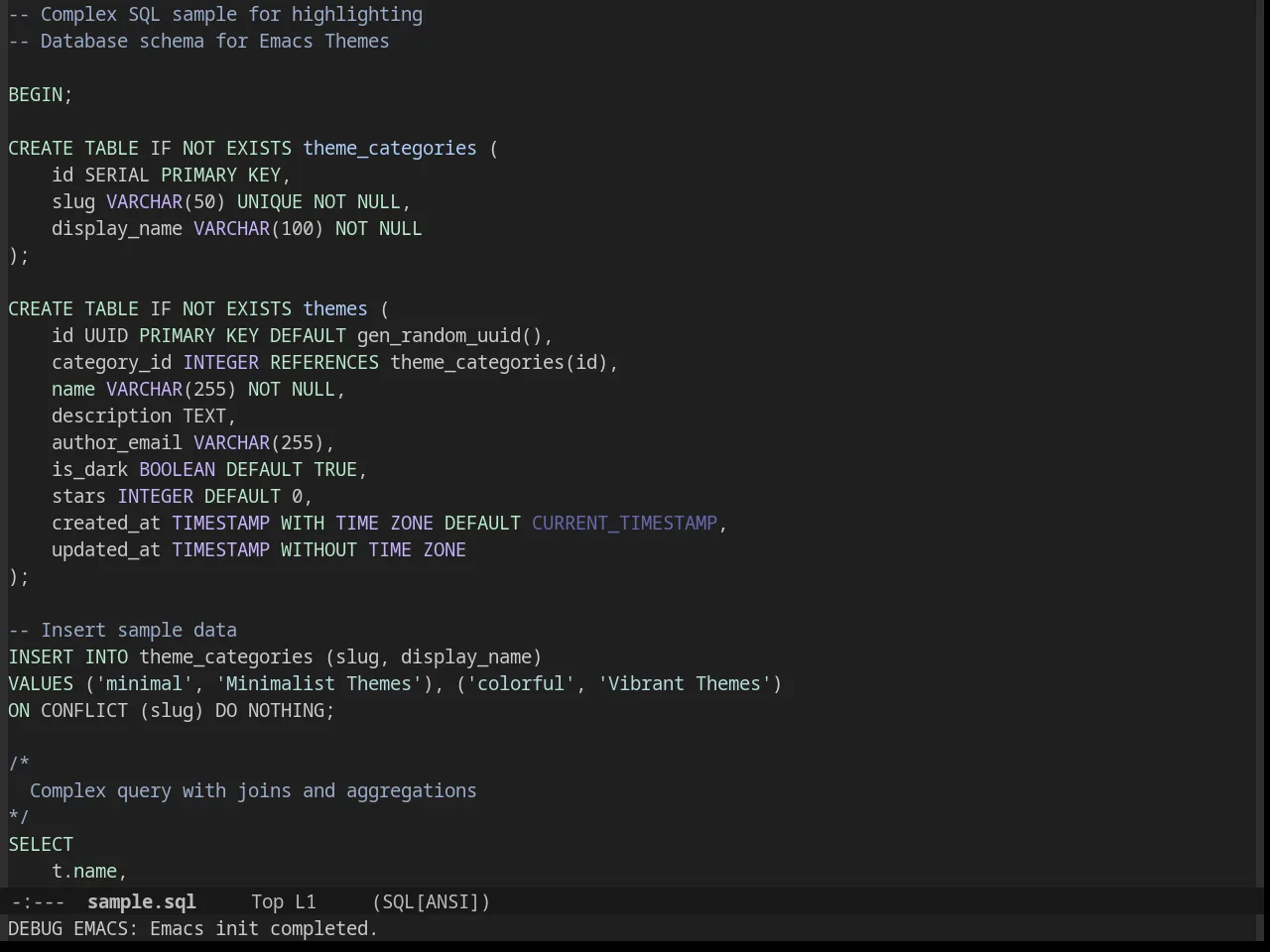 Bubbleberry Theme in sql-mode