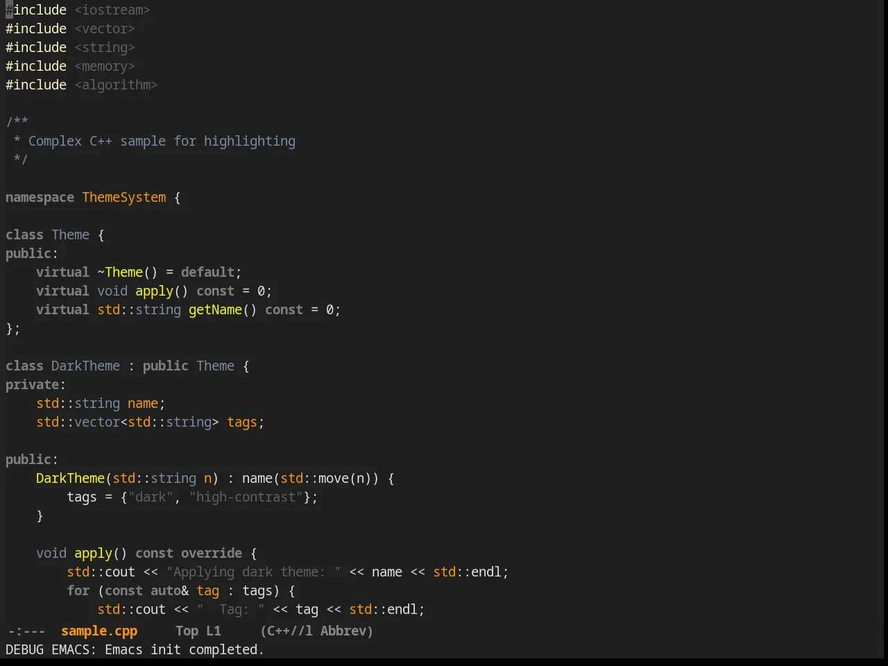 Busybee Theme in c++-mode