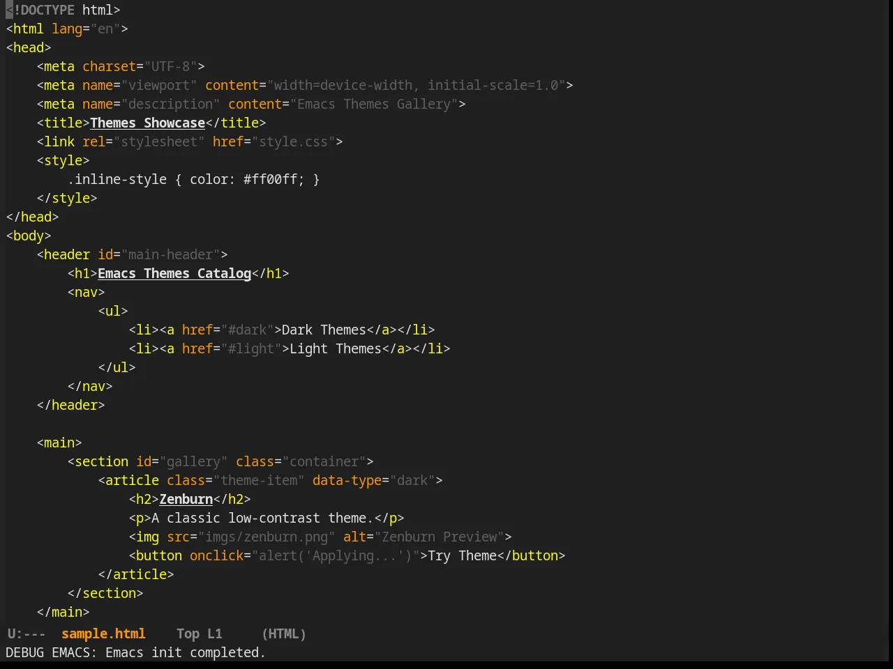 Busybee Theme in html-mode