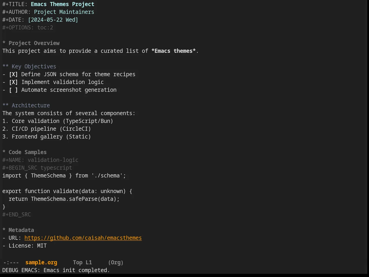 Busybee Theme in org-mode