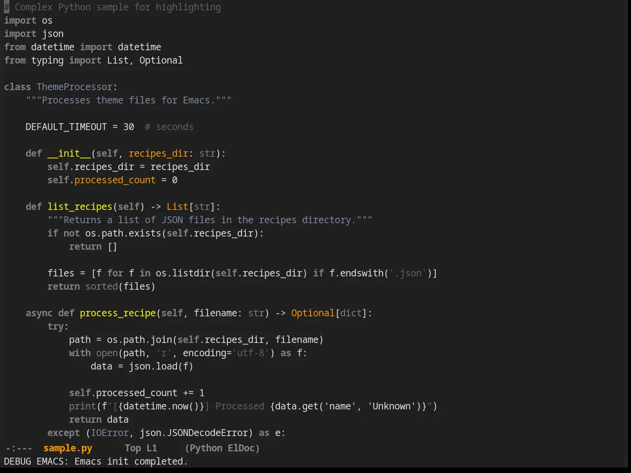 Busybee Theme in python-mode