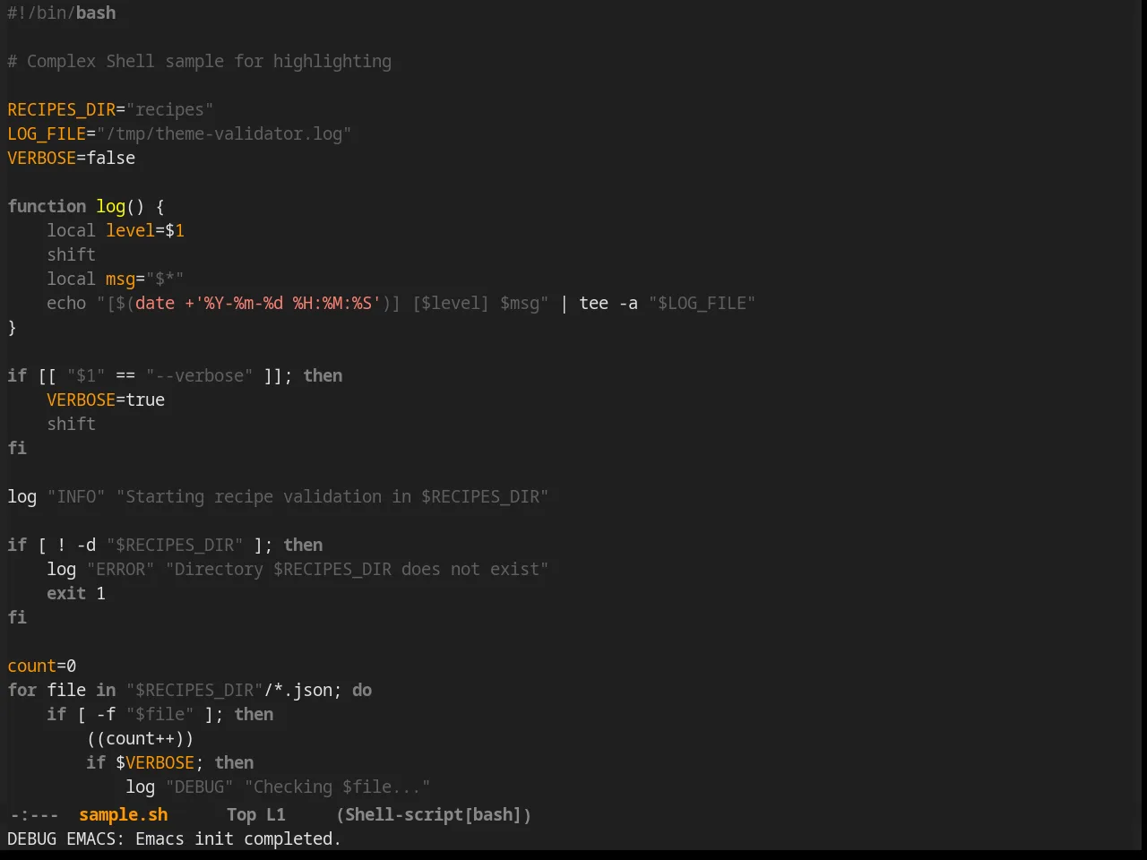 Busybee Theme in sh-mode