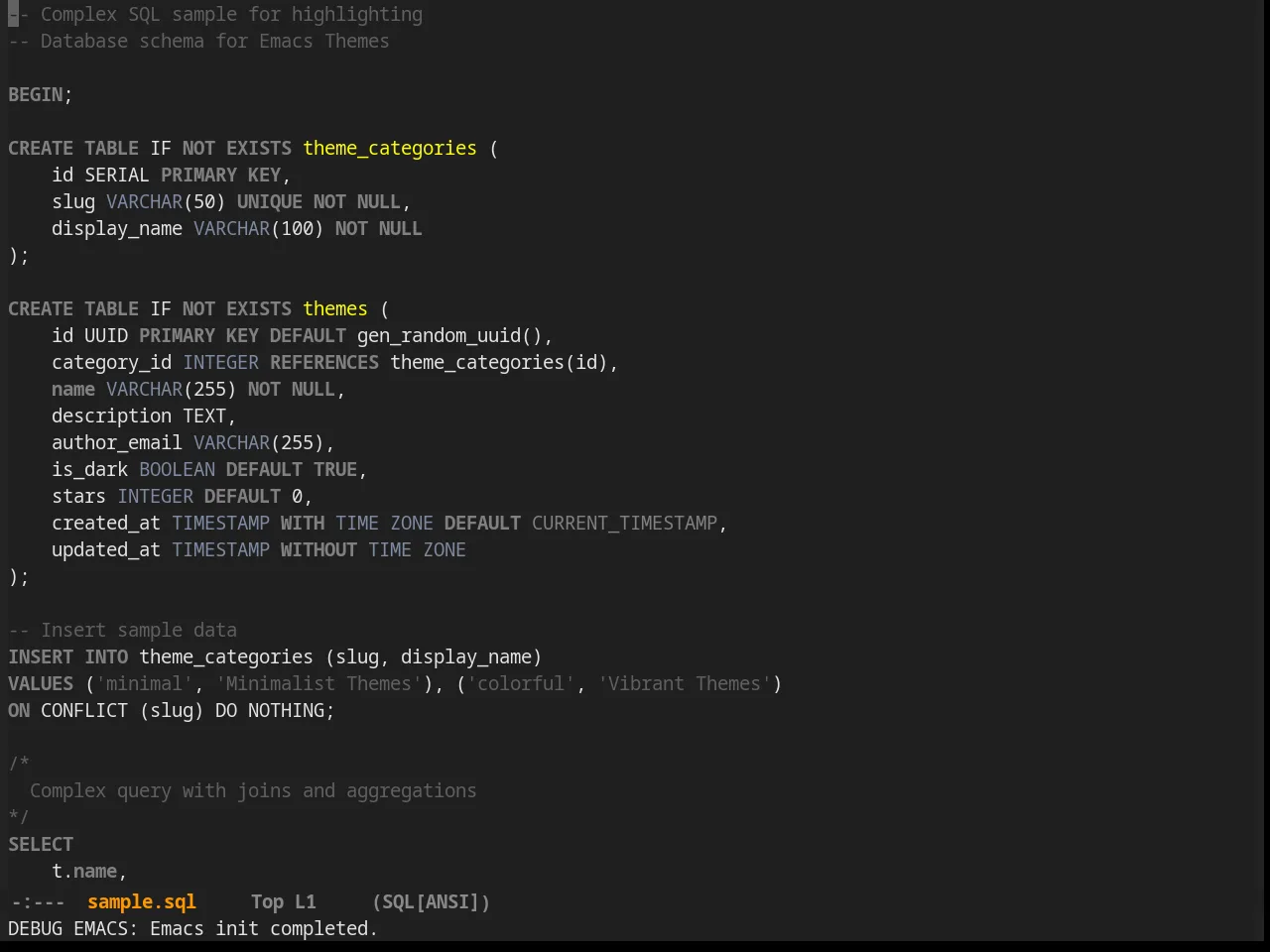 Busybee Theme in sql-mode