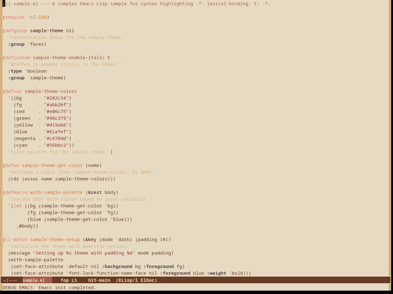 cacao-theme in emacs-lisp-mode