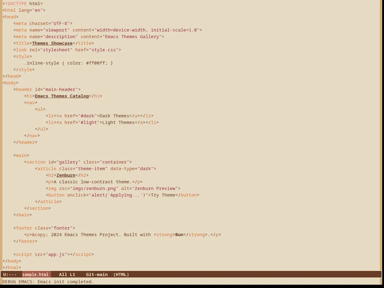 cacao-theme in html-mode