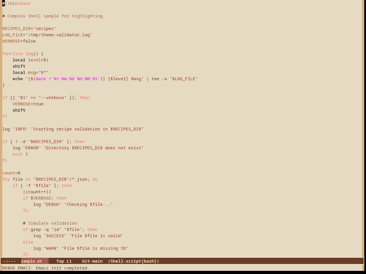 cacao-theme in sh-mode