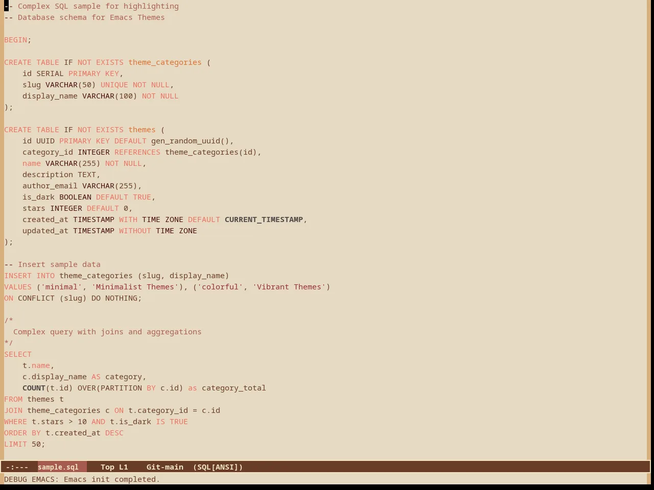 cacao-theme in sql-mode