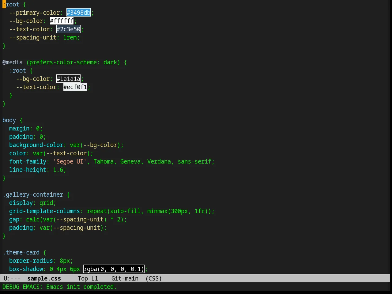Calm Forest Theme in css-mode