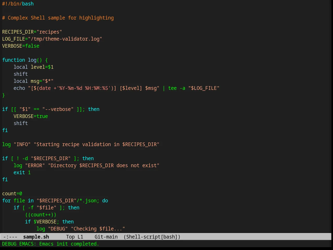 Calm Forest Theme in sh-mode