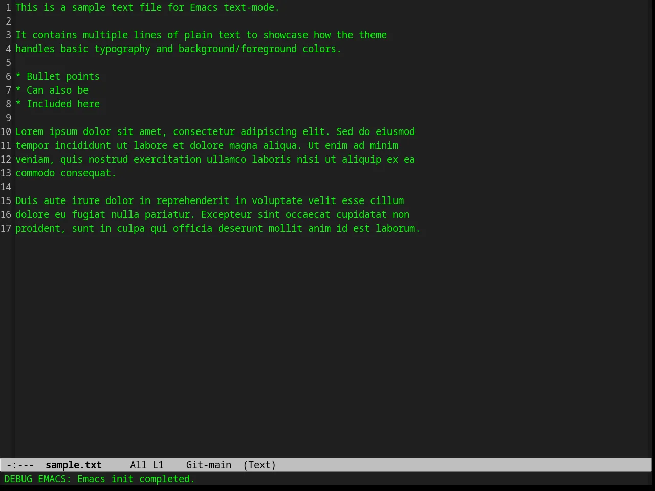 Calm Forest Theme in text-mode