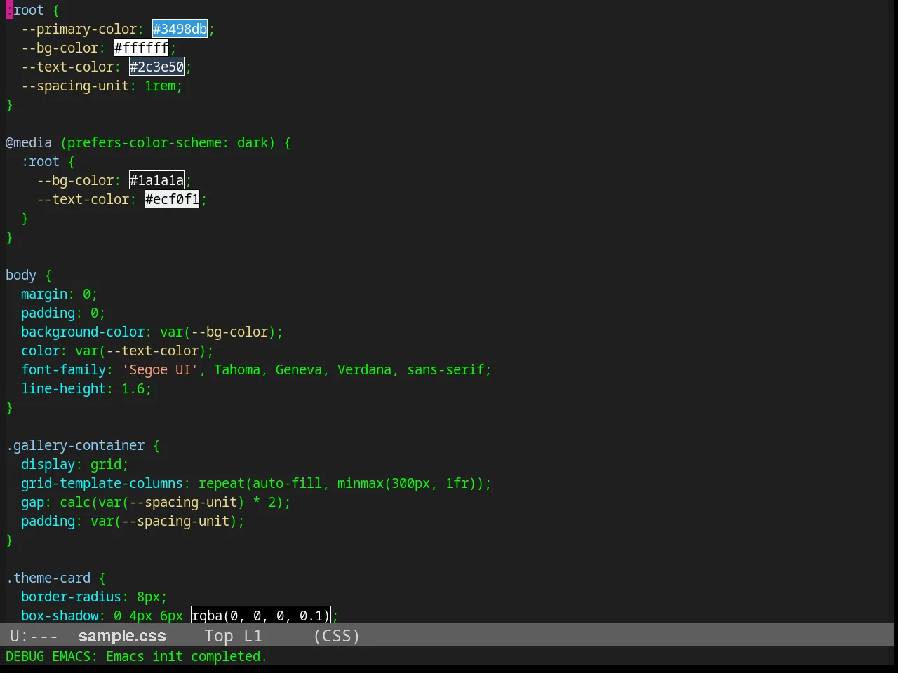 Calmer Forest Theme in css-mode